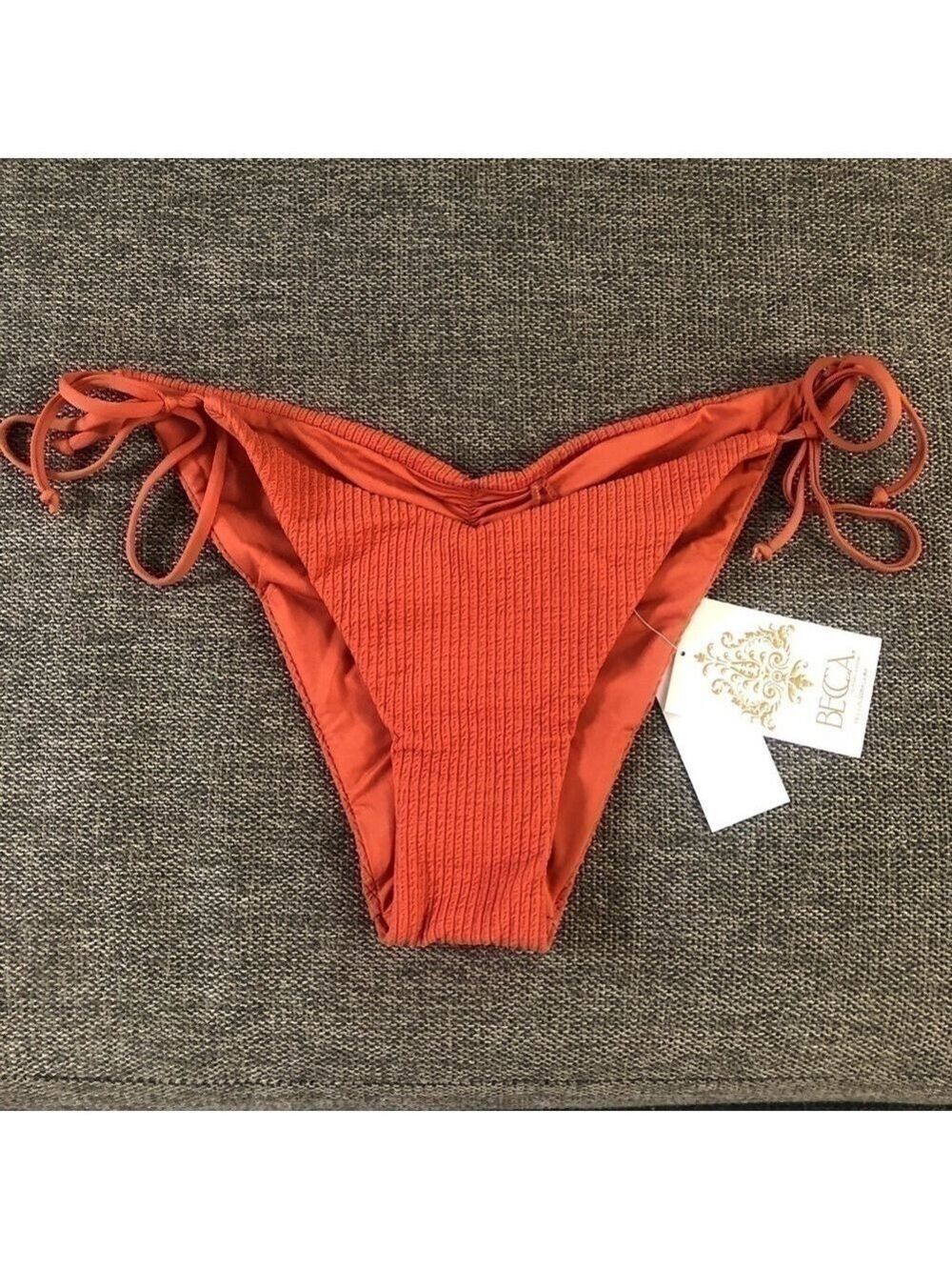 WOMEN’S BECCA Beccaswim Pucker Up Tie Side Swim Bottom Swimwear L Ginger